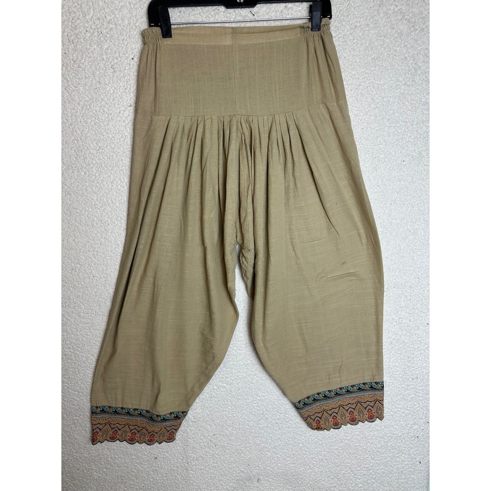Bonanza Satrangi Pret Beige Women's Size 16 Pleated Embellished Harem Pants‎